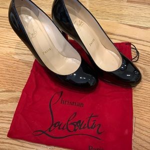 WORN Christian Louboutin Black Patent Simple Pump - 36.5 - 120mm
